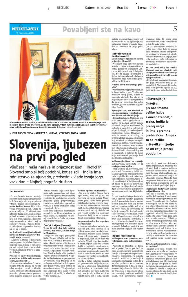 Interview with Ambassador for the Nedeljski dnevnik paper