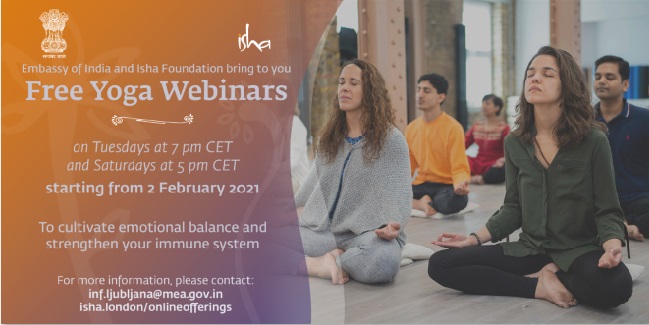 Invitation to attend an introductory webinar on online yoga classes on 28 January at 11 hrs