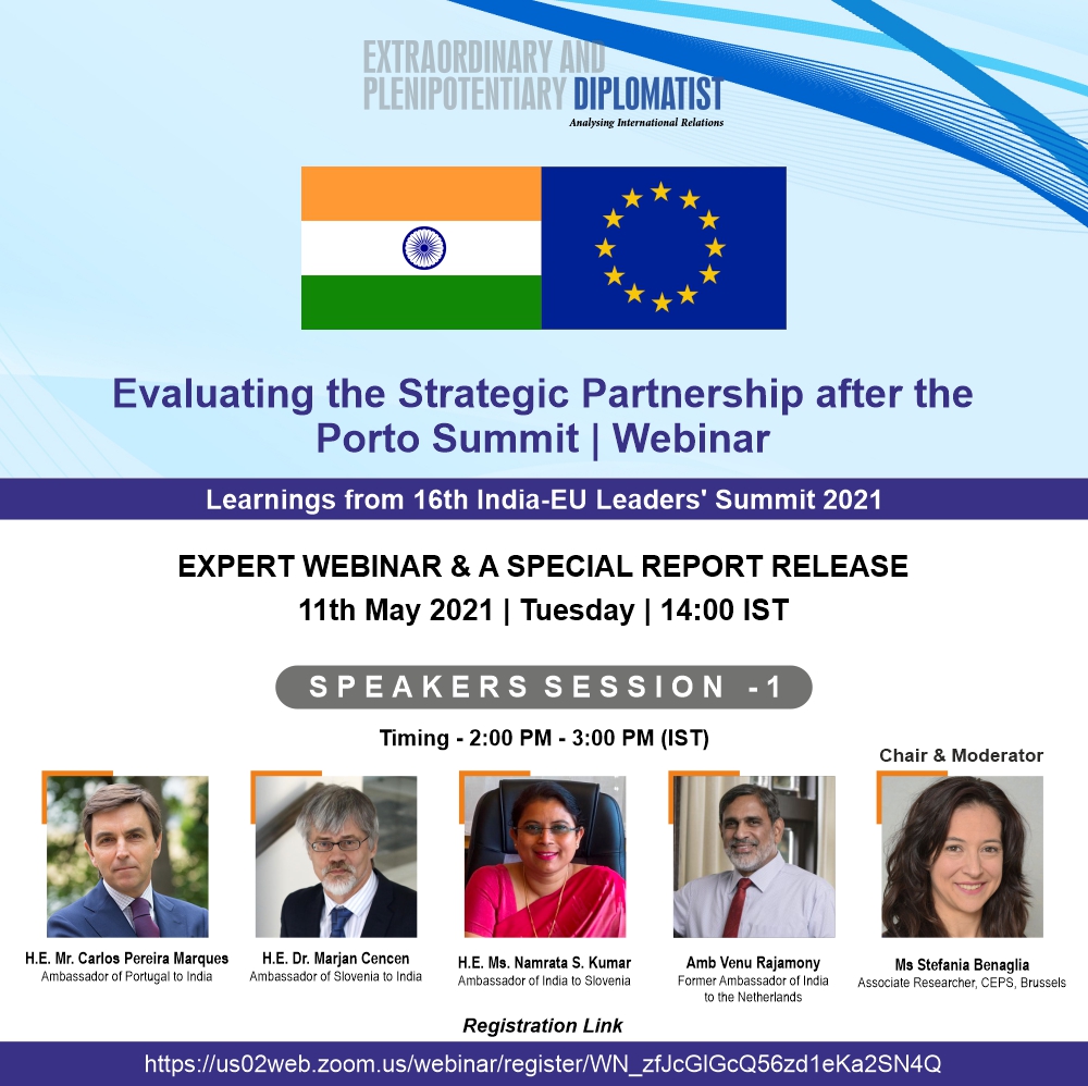 Webinar: Evaluating the Strategic Partnership after the Porto Summit | Learnings from 16th India-EU Leaders’ Summit 2021 