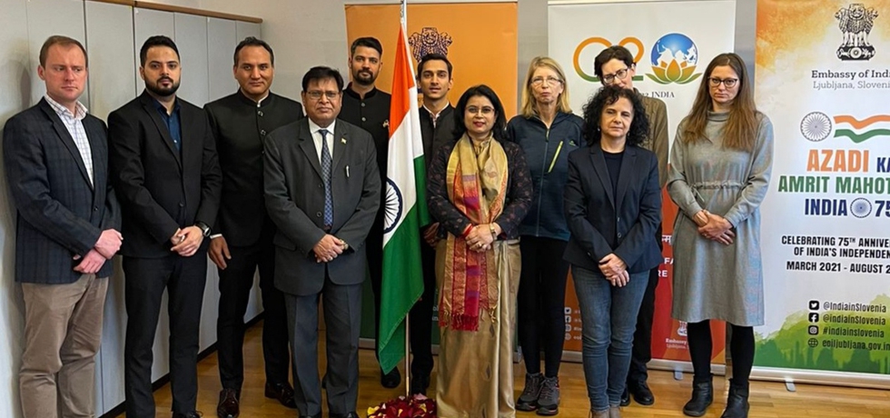 Celebrations of the 74th Republic Day of India commenced with Ambassador Namrata S. Kumar sharing the excerpts of the speech of Hon'ble President of Republic of India Smt. Draupadi Murmu with the Indian community and members of the Embassy of India.